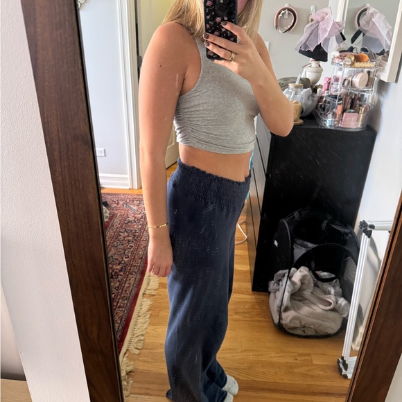 Naked wardrobe crop top gray heather ruched - Picture 2 of 2